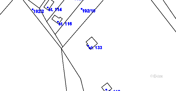 Parcela st. 133 v KÚ Lhůta u Vysokého Mýta, Katastrální mapa