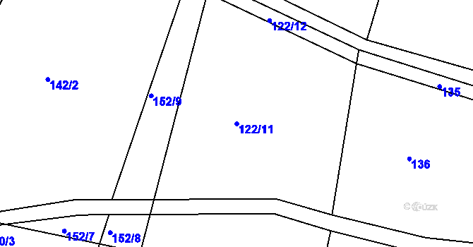 Parcela st. 122/11 v KÚ Lhůta u Vysokého Mýta, Katastrální mapa
