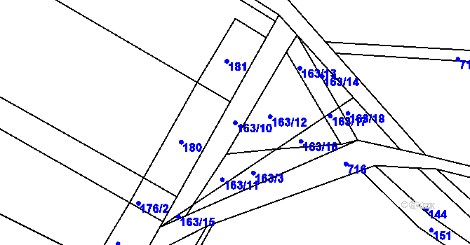Parcela st. 163/10 v KÚ Lhůta u Vysokého Mýta, Katastrální mapa