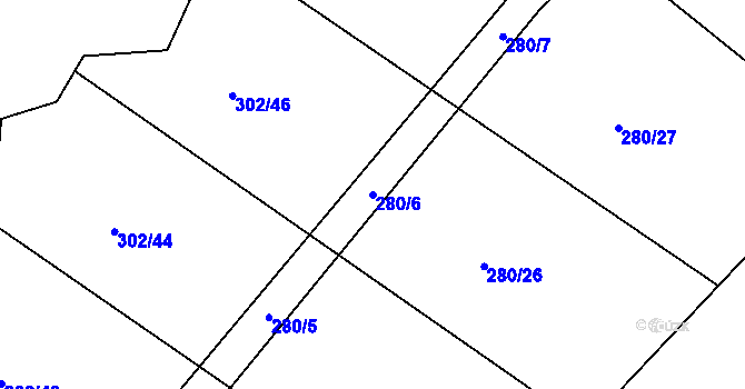 Parcela st. 280/6 v KÚ Lhůta u Vysokého Mýta, Katastrální mapa