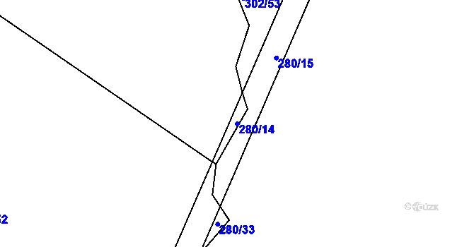 Parcela st. 280/14 v KÚ Lhůta u Vysokého Mýta, Katastrální mapa