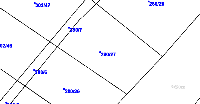 Parcela st. 280/27 v KÚ Lhůta u Vysokého Mýta, Katastrální mapa