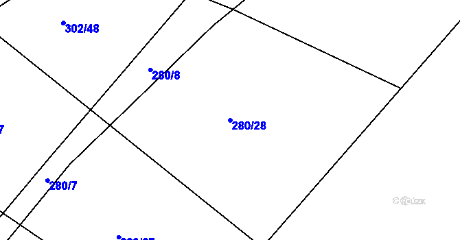 Parcela st. 280/28 v KÚ Lhůta u Vysokého Mýta, Katastrální mapa