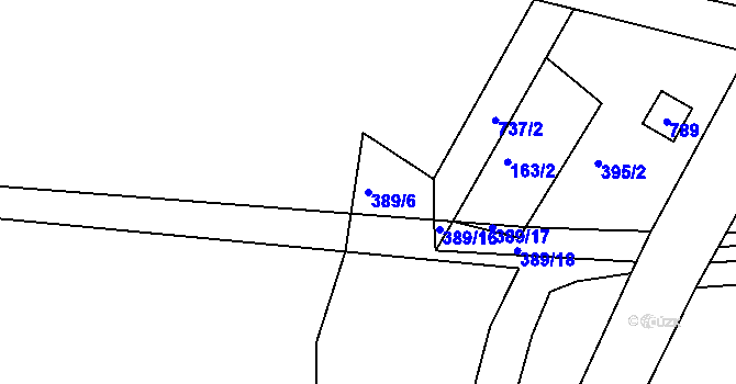 Parcela st. 389/6 v KÚ Lhůta u Vysokého Mýta, Katastrální mapa