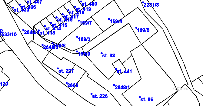 Parcela st. 98 v KÚ Libá, Katastrální mapa
