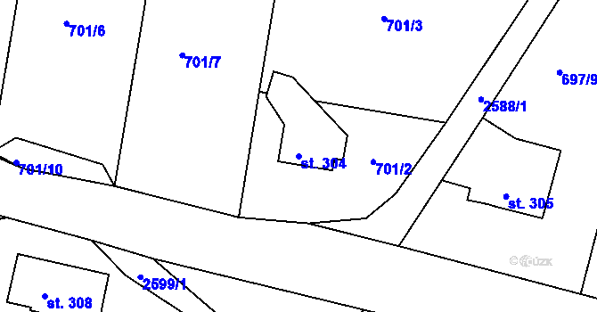 Parcela st. 304 v KÚ Libá, Katastrální mapa
