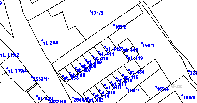 Parcela st. 411 v KÚ Libá, Katastrální mapa