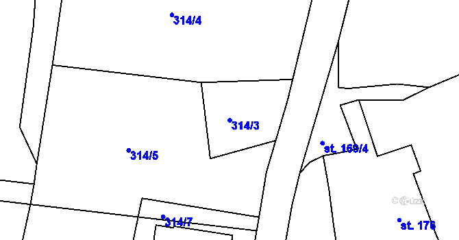 Parcela st. 314/3 v KÚ Libá, Katastrální mapa