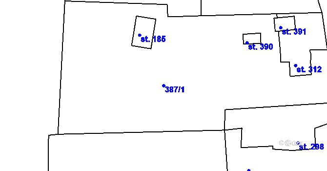 Parcela st. 387/1 v KÚ Libá, Katastrální mapa