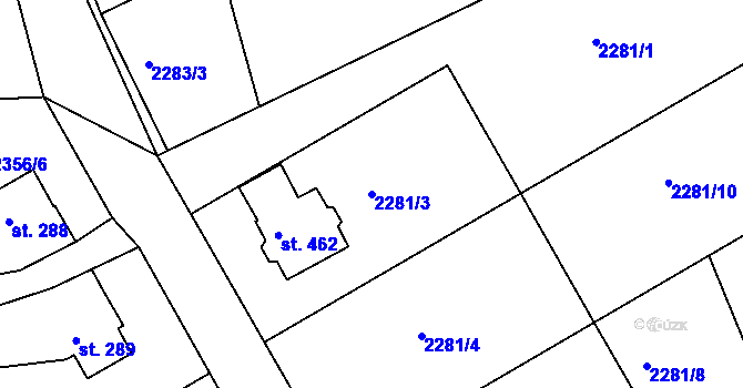 Parcela st. 2281/3 v KÚ Libá, Katastrální mapa