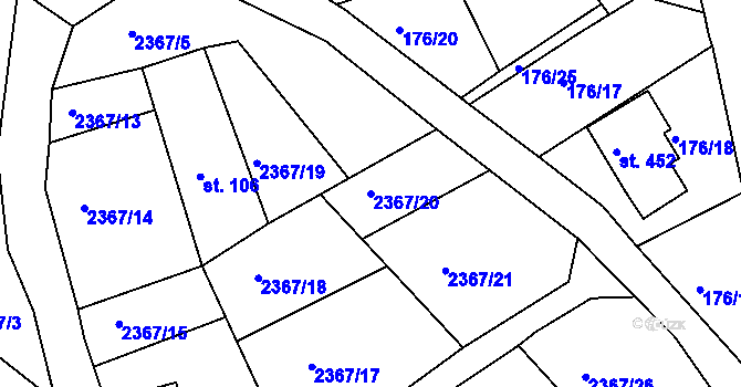Parcela st. 2367/20 v KÚ Libá, Katastrální mapa