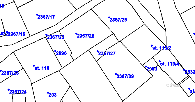 Parcela st. 2367/27 v KÚ Libá, Katastrální mapa
