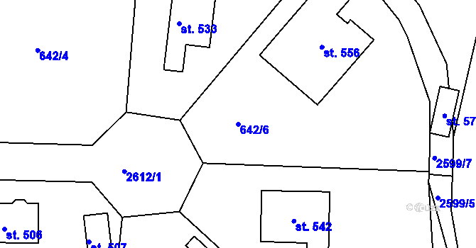 Parcela st. 642/6 v KÚ Libá, Katastrální mapa