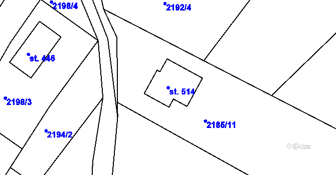 Parcela st. 514 v KÚ Libá, Katastrální mapa