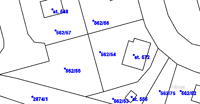 Parcela st. 562/54 v KÚ Libá, Katastrální mapa