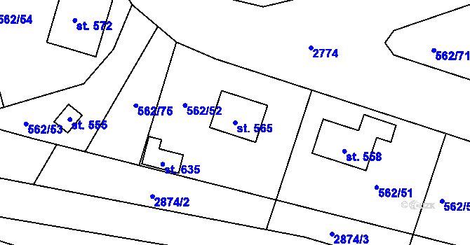 Parcela st. 565 v KÚ Libá, Katastrální mapa