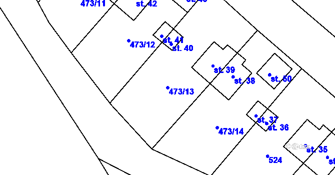 Parcela st. 473/13 v KÚ Lužná u Františkových Lázní, Katastrální mapa