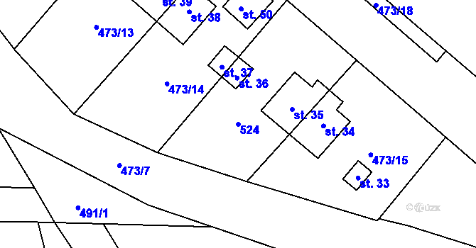 Parcela st. 524 v KÚ Lužná u Františkových Lázní, Katastrální mapa