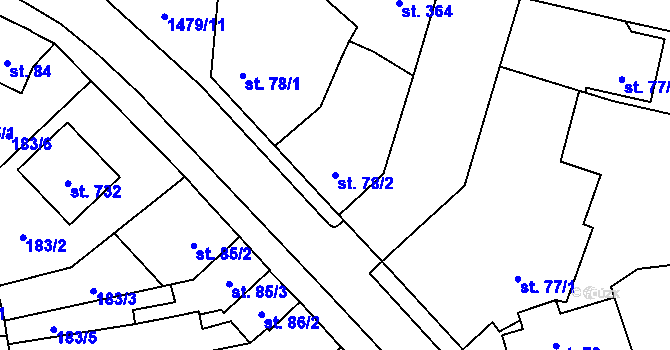 Parcela st. 78/2 v KÚ Libáň, Katastrální mapa