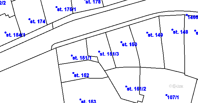 Parcela st. 151/3 v KÚ Libáň, Katastrální mapa