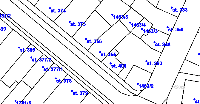 Parcela st. 355 v KÚ Libáň, Katastrální mapa