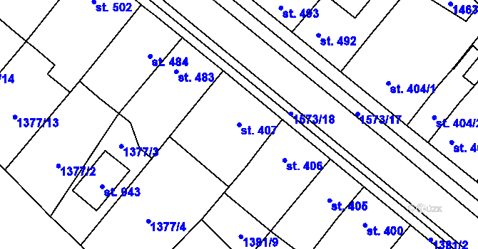 Parcela st. 407 v KÚ Libáň, Katastrální mapa