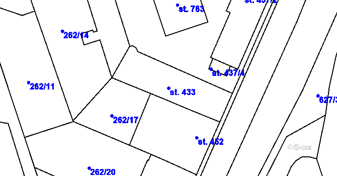 Parcela st. 433 v KÚ Libáň, Katastrální mapa