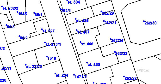 Parcela st. 466 v KÚ Libáň, Katastrální mapa