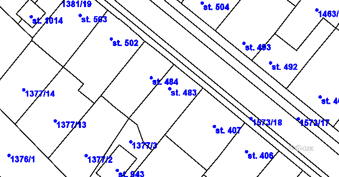Parcela st. 483 v KÚ Libáň, Katastrální mapa