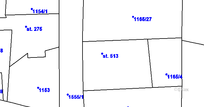 Parcela st. 513 v KÚ Libáň, Katastrální mapa