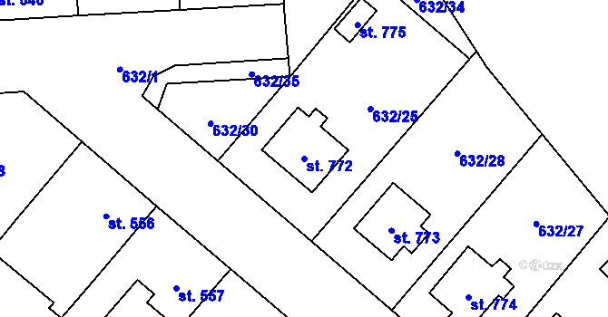 Parcela st. 772 v KÚ Libáň, Katastrální mapa