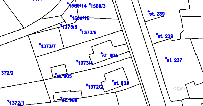 Parcela st. 804 v KÚ Libáň, Katastrální mapa