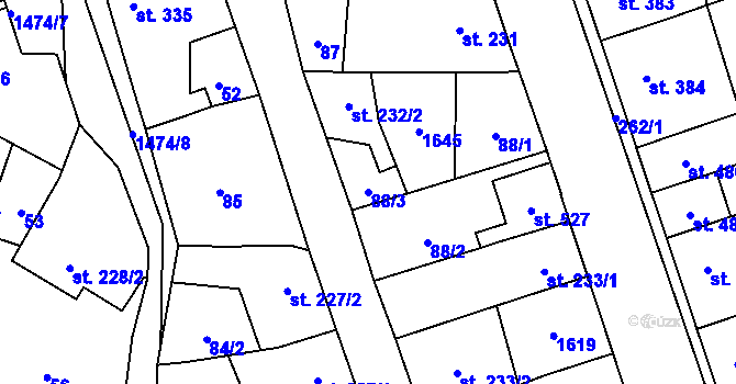 Parcela st. 88/3 v KÚ Libáň, Katastrální mapa