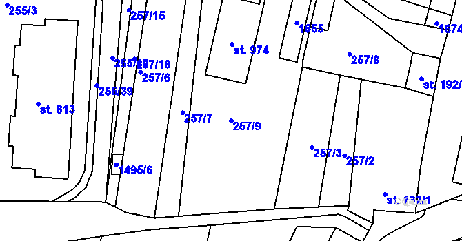 Parcela st. 257/9 v KÚ Libáň, Katastrální mapa
