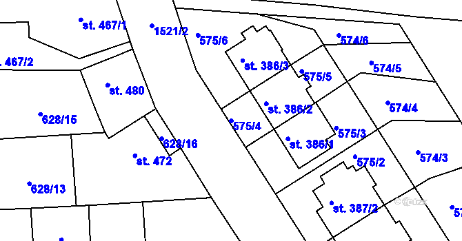 Parcela st. 575/4 v KÚ Libáň, Katastrální mapa
