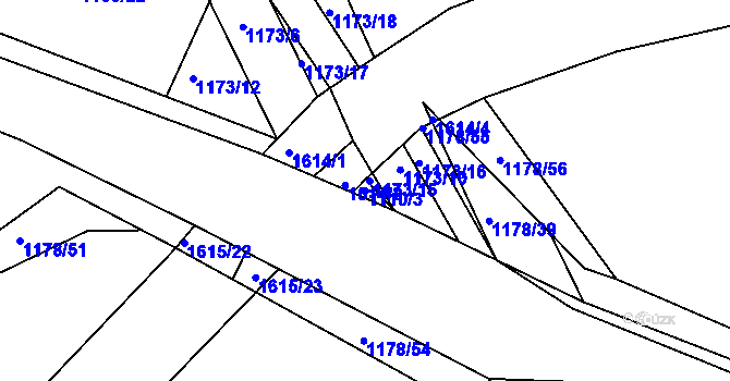 Parcela st. 1110/3 v KÚ Libáň, Katastrální mapa