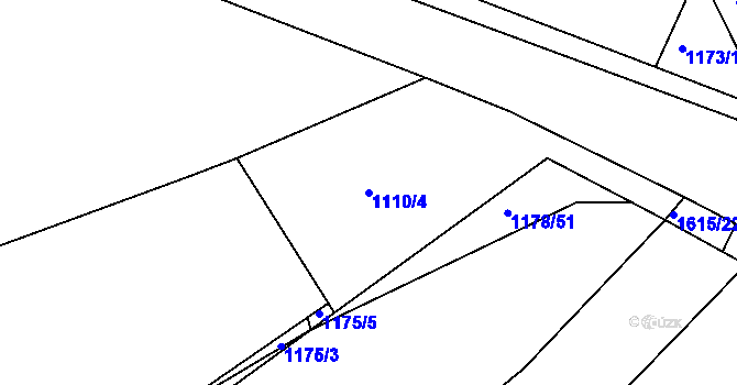 Parcela st. 1110/4 v KÚ Libáň, Katastrální mapa