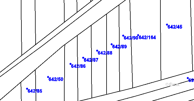 Parcela st. 642/88 v KÚ Libáň, Katastrální mapa