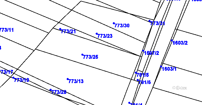 Parcela st. 773/22 v KÚ Libáň, Katastrální mapa