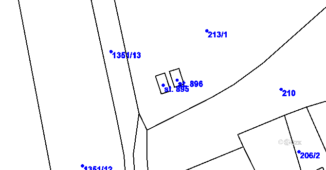 Parcela st. 895 v KÚ Libáň, Katastrální mapa