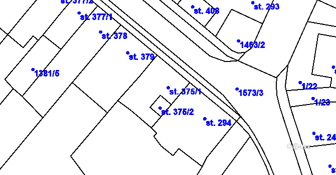 Parcela st. 375/1 v KÚ Libáň, Katastrální mapa