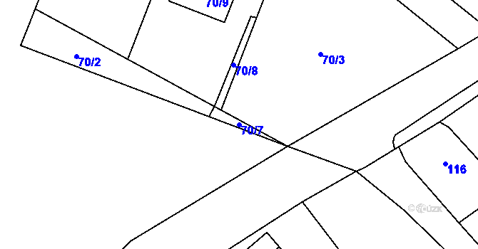 Parcela st. 70/7 v KÚ Libavské Údolí, Katastrální mapa