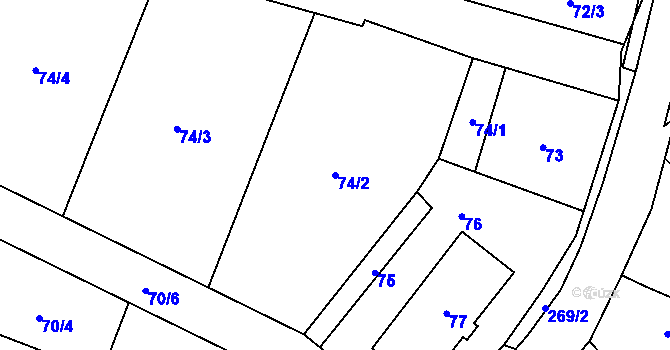 Parcela st. 74/2 v KÚ Libavské Údolí, Katastrální mapa