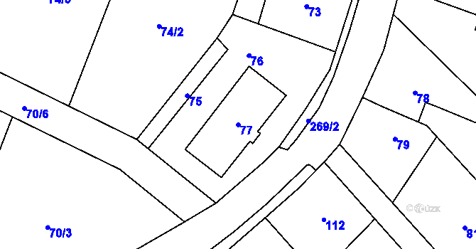 Parcela st. 77 v KÚ Libavské Údolí, Katastrální mapa