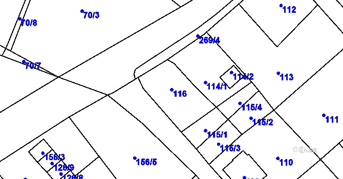 Parcela st. 116 v KÚ Libavské Údolí, Katastrální mapa