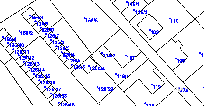 Parcela st. 118/2 v KÚ Libavské Údolí, Katastrální mapa