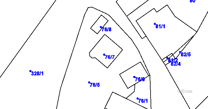 Parcela st. 76/7 v KÚ Šabina, Katastrální mapa