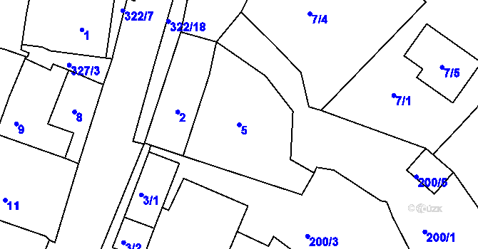 Parcela st. 5 v KÚ Šabina, Katastrální mapa
