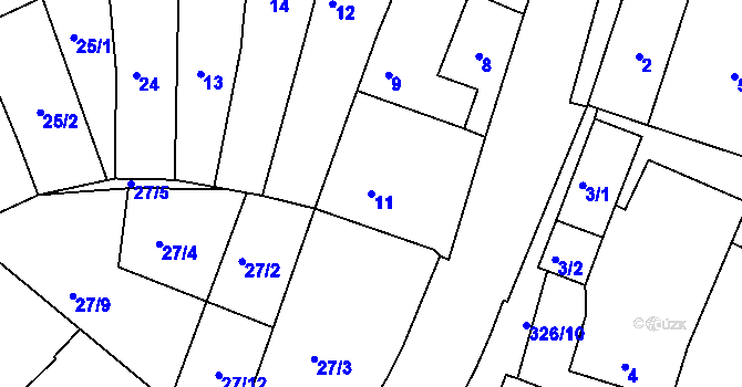 Parcela st. 11 v KÚ Šabina, Katastrální mapa