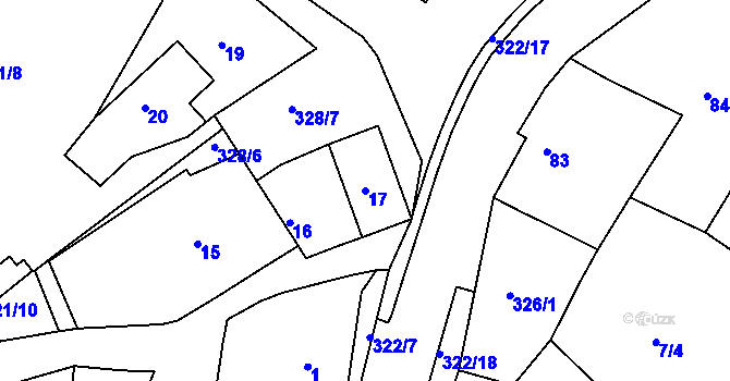 Parcela st. 17 v KÚ Šabina, Katastrální mapa